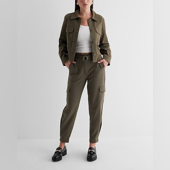 Express Super High Waisted Belted Cargo Pant - Picture 1 of 16
